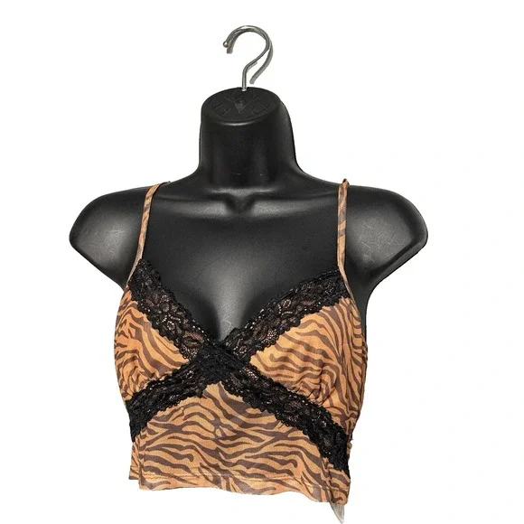 Adika Women's Animal Print Brown and Black Crop top Size L - Picture 2 of 8